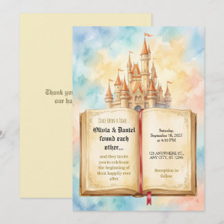 Storybook Castle Pastel Wedding Invitation
