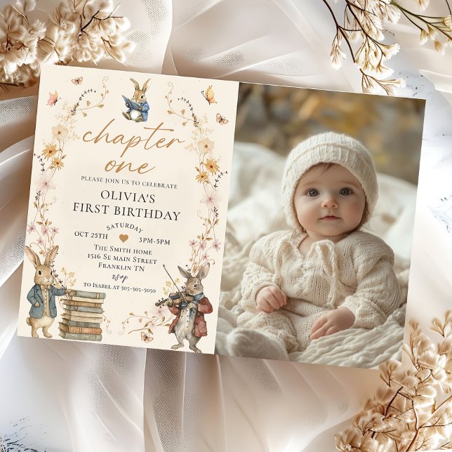 Storybook Chapter One 1st Birthday Photo Invitation (Creator Uploaded)
