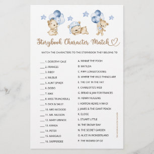 Storybook Character Match Bear Boy Baby Shower