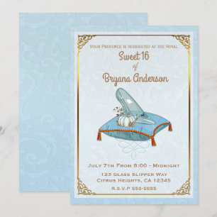 Storybook Cinderella Glass Slipper Sweet 16 Party Invitation