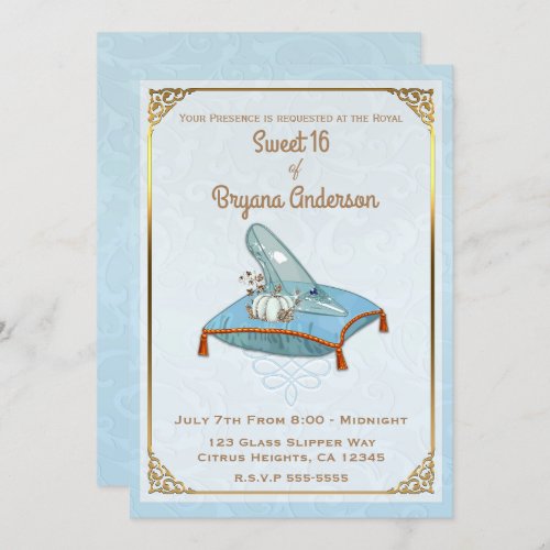 Storybook Cinderella Glass Slipper Sweet 16 Party Invitation