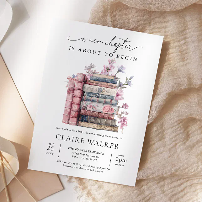Storybook Coquette Book New Chapter Baby Shower Invitation | Zazzle