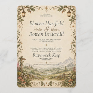 Storybook Countryside Cottagecore Fantasy Wedding Invitation