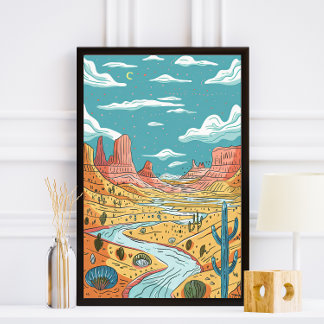 Storybook Desert Canyon Illustration Photo Print