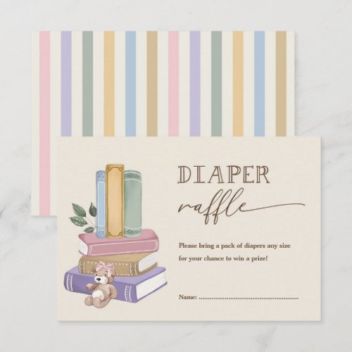 Storybook Diaper Raffle Baby Girl Shower Enclosure Card