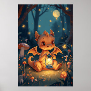 Storybook Dragon Lantern Fantasy Nursery Wall Art