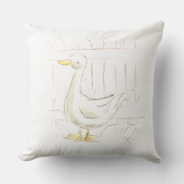 Storybook Duck Throw Pillow (Front)