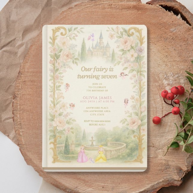 Storybook, fairy first, fairytale 7th birthday invitation (Creator Uploaded)