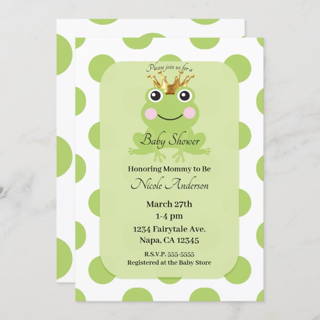 Storybook Fairy Tale Frog Prince Baby Shower Invitation (Front/Back)