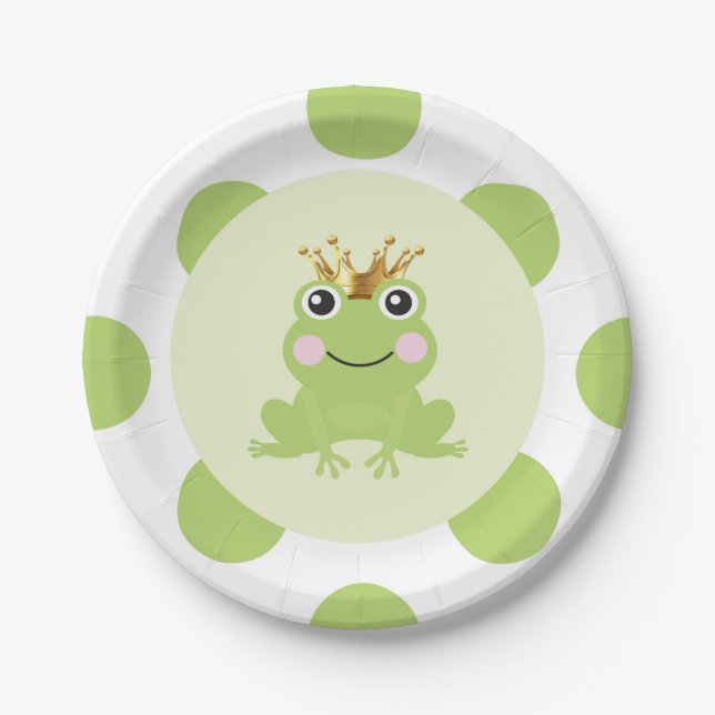 Storybook Fairy Tale Frog Prince Baby Shower Paper Plates (Front)