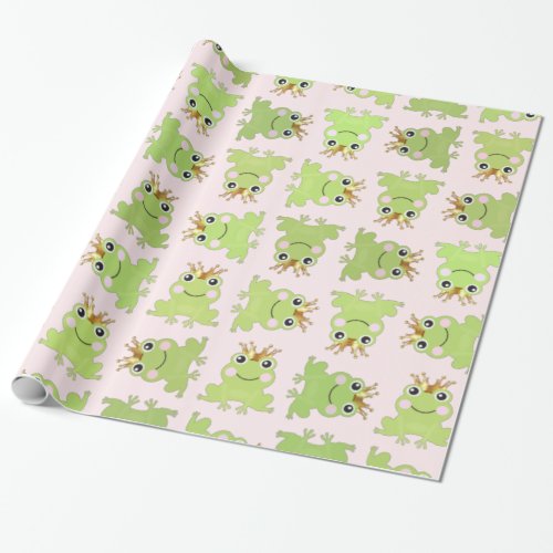 Storybook Fairy Tale Frog Prince Baby Shower Pink Wrapping Paper