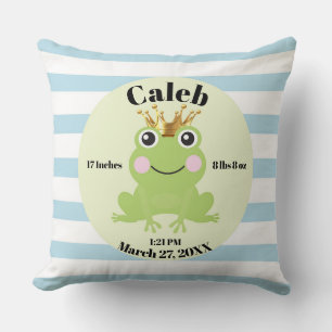 Storybook Fairy Tale Frog Prince Blue Birth Gift Throw Pillow