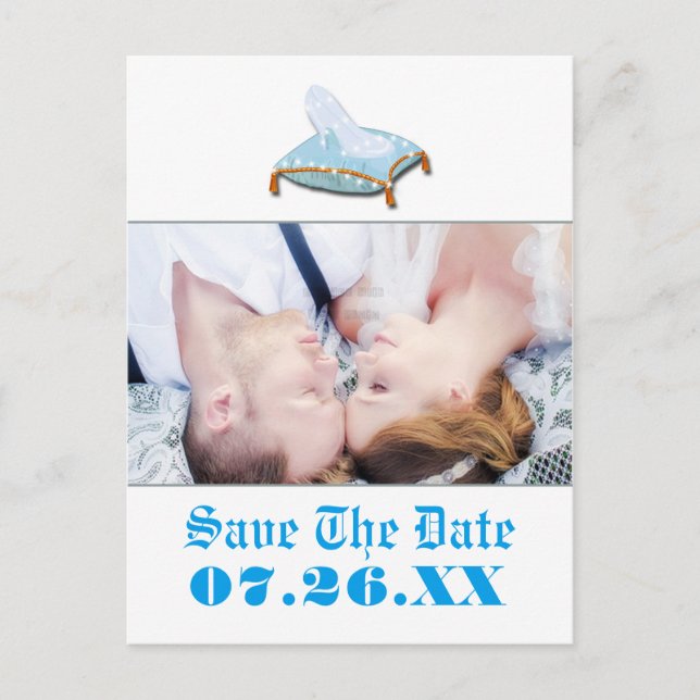 Storybook Fairy tale Wedding Photo Save the Date Announcement Postcard (Front)