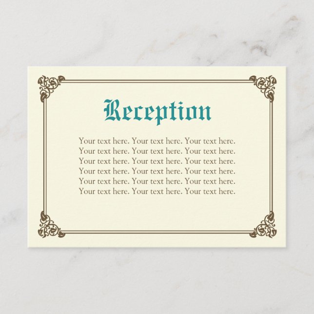 Storybook Fairytale Wedding Insert Card - Teal (Front)