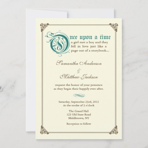 Storybook Fairytale Wedding Invitation - Dark Teal