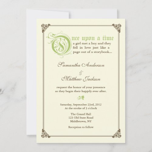 Storybook Fairytale Wedding Invitation - Green