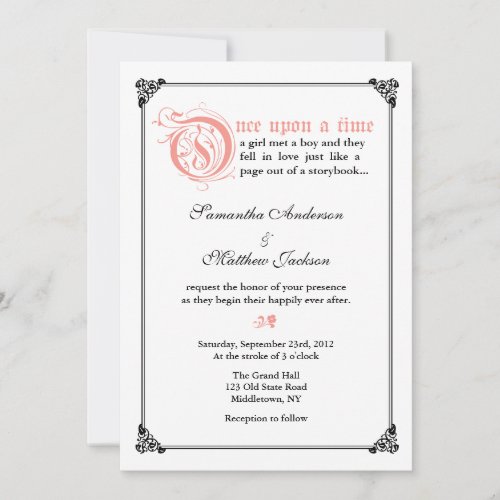 Storybook Fairytale Wedding Invitation _PinkBlack