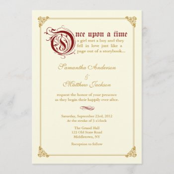 Storybook Fairytale Wedding Invitation -red/gold by oddowl at Zazzle