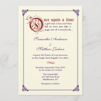 Storybook Fairytale Wedding Invitation -red/purple by oddowl at Zazzle