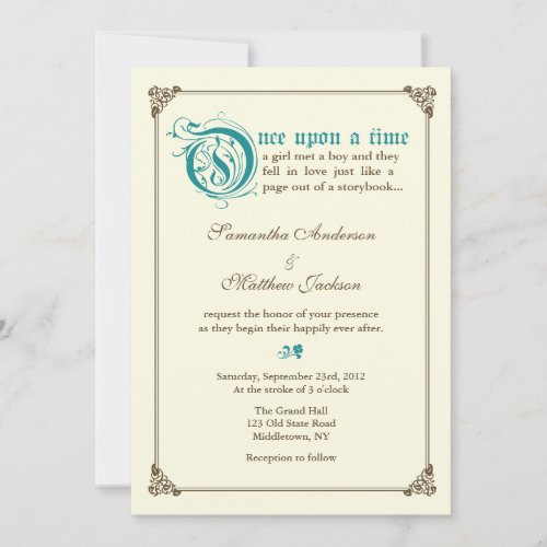 Storybook Fairytale Wedding Invitation - Teal