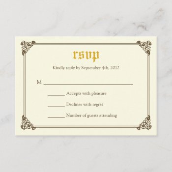 Storybook Fairytale Wedding Rsvp Card - Gold by oddowl at Zazzle