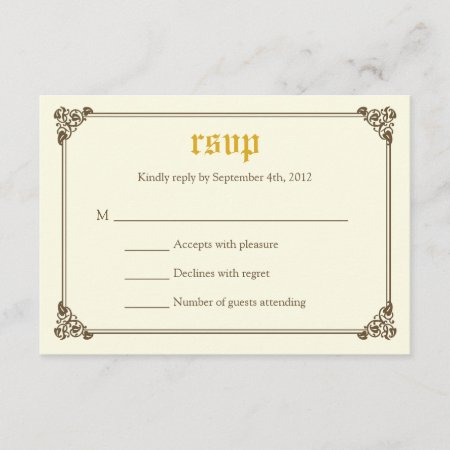 Storybook Fairytale Wedding Rsvp Card - Gold