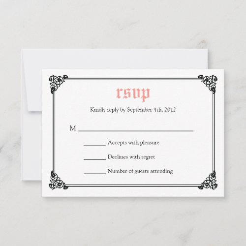 Storybook Fairytale Wedding RSVP Card - Pink/Black