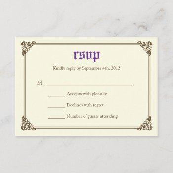 Storybook Fairytale Wedding Rsvp Card - Purple by oddowl at Zazzle