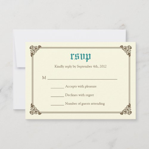 Storybook Fairytale Wedding RSVP Card - Teal