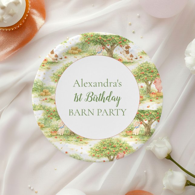 Storybook Farm Animals First Birthday Paper Plates (Creator Uploaded)