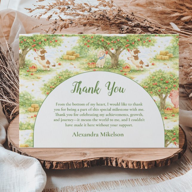 Storybook Farm Animals First Birthday Thank You Card (Creator Uploaded)