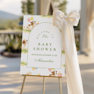 Storybook Farm Animals Pastel Baby Shower Foam Board