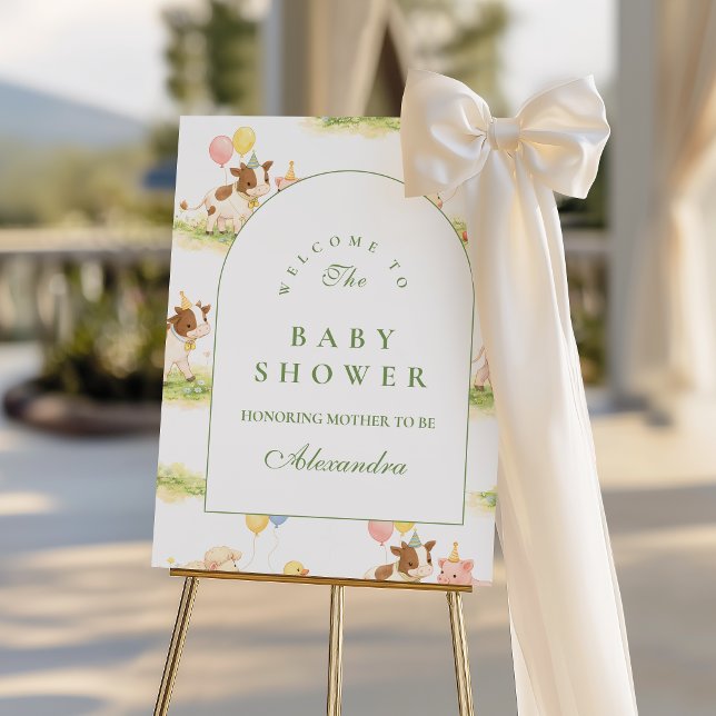 Storybook Farm Animals Pastel Baby Shower Foam Board (Creator Uploaded)