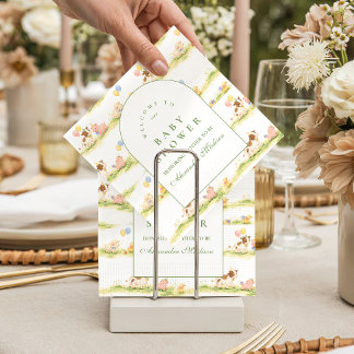 Storybook Farm Animals Pastel Baby Shower Napkins