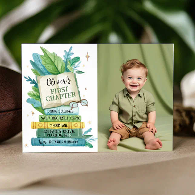 Storybook First Chapter Birthday Photo Invitation | Zazzle