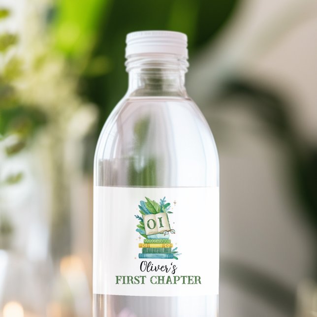 Storybook First Chapter Birthday  Water Bottle Label (Creator Uploaded)