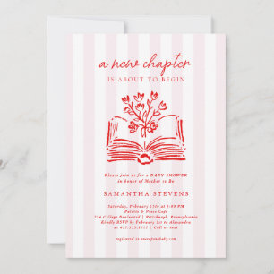 Storybook Floral A New Chapter Begins Baby Shower Invitation