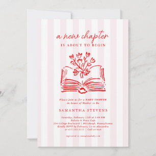 Storybook Floral A New Chapter Begins Baby Shower Invitation