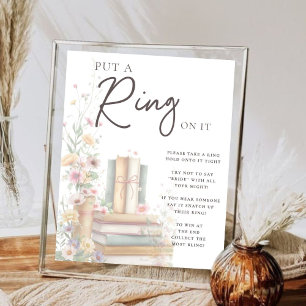  Storybook Floral Boho “Put a Ring on It” Bridal  Poster