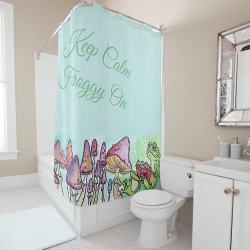 Storybook Frog Reading Keep Calm Froggy On Shower Curtain