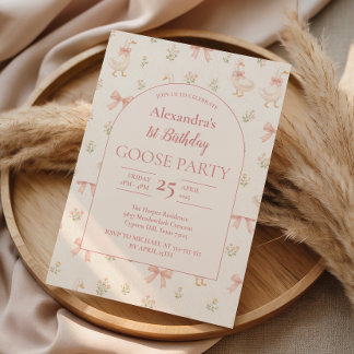 Storybook Goose 1st Birthday Invitation