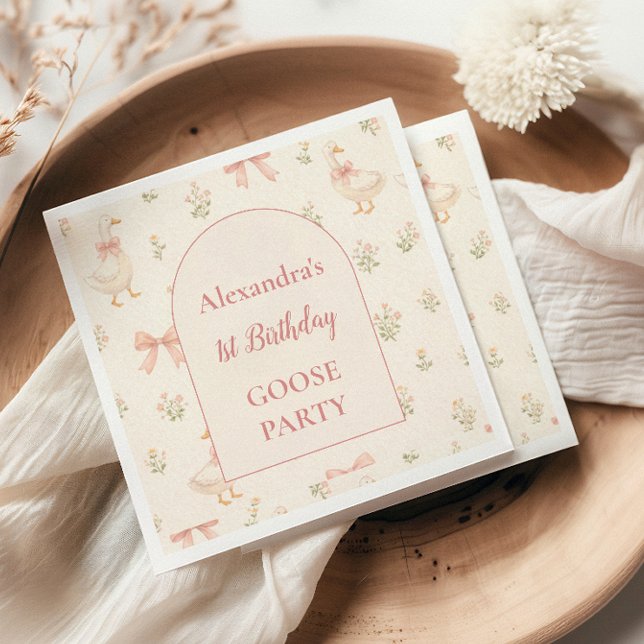 Storybook Goose 1st Birthday Napkins (Creator Uploaded)