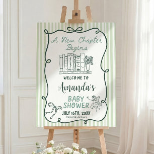 Storybook Green Baby Shower Welcome Sign