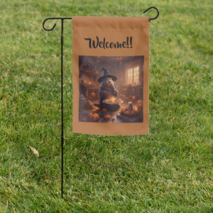 Storybook Halloween Beaver Witch outdoor Garden Flag