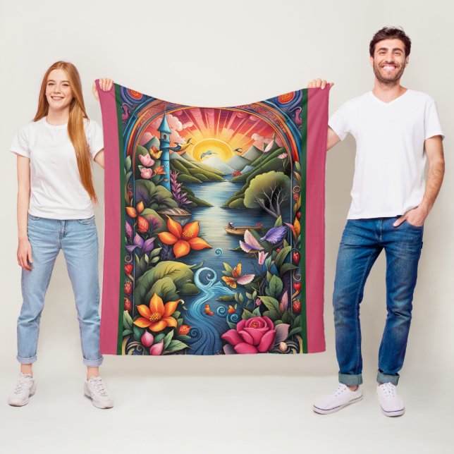 Storybook Landscape 1 Fleece Blanket (In Situ)