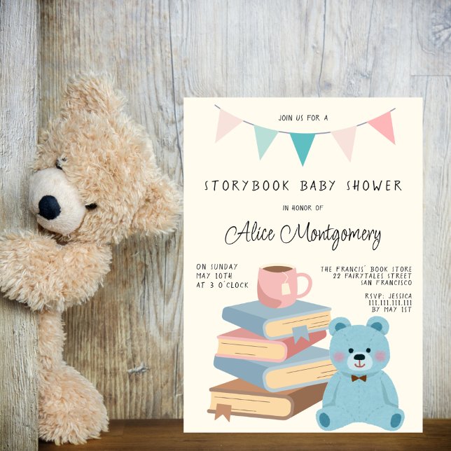 Storybook Library Themed Baby Boy Shower  Invitation (Creator Uploaded)