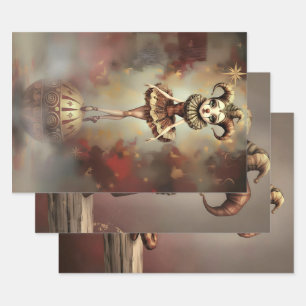 Storybook Melancholic Clown Wrapping Paper Sheets