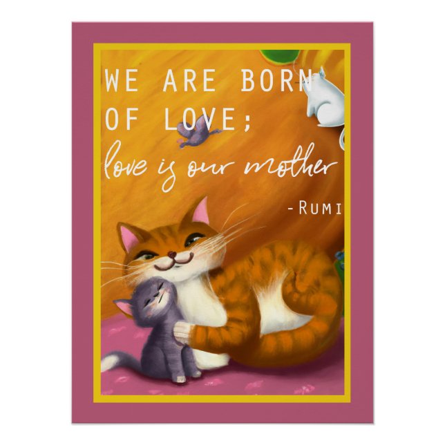 Storybook mom and baby cats poster (Front)