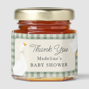 Storybook Mother Goose Sage Gingham Baby Shower Honey Jar Favors