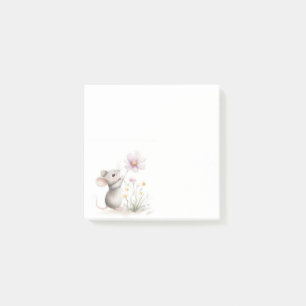 Storybook Mouse Picking a Pink Wildflower Post-it Notes